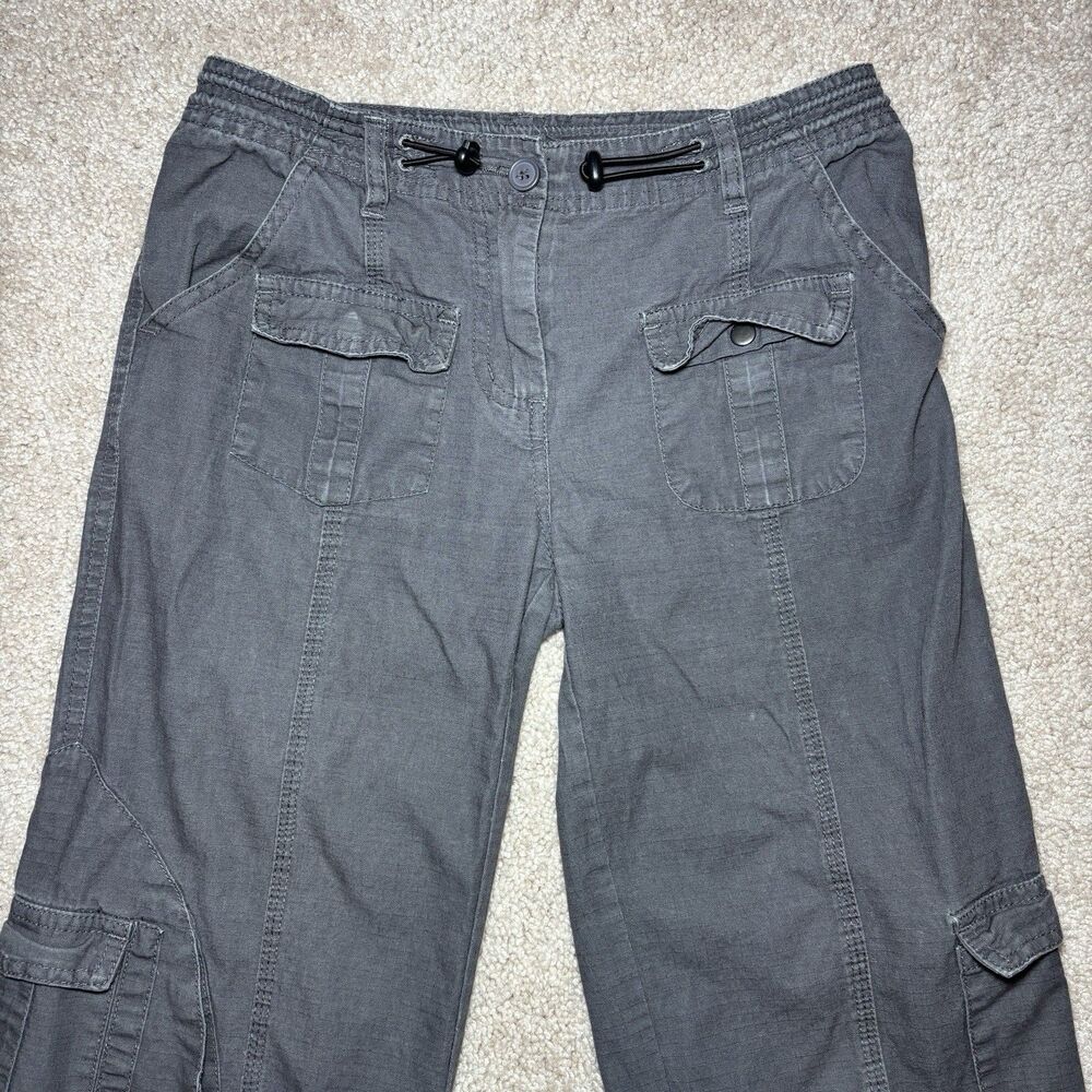 Brandy Melville Women's Gray Ripstop Cotton Cargo Pants Straight Leg 28x29
